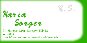 maria sorger business card